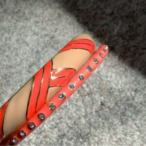J crew 2 coral pink enamel gold tone bangle bracelets